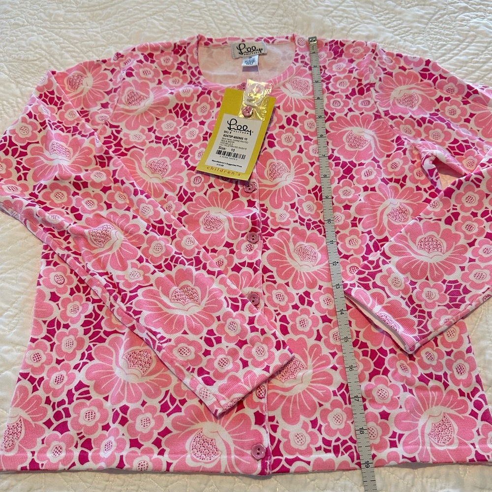 Lilly Pulitzer pink and white Carrie printed cardigan NWT Vintage - Picture 4 of 6